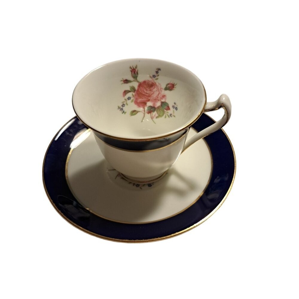 Coalport Fairfax Hand Painted Pink Floral Demitasse Cup and Saucer
